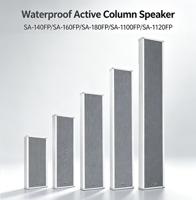 High Power Active Waterproof Aluminum Column Speaker Outdoor Constant Voltage PA Loudspeaker for Large Open-Air Broadcast