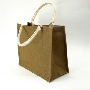 天然黄麻袋生态回收天然可折叠可重复使用黄麻粗麻布亚麻购物手提袋圣诞派对黄麻袋
