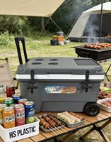 Nouvelle glacière en plastique 60L à prix réduit, style rotomoulé avec ouvre-bouteille, idéale pour le camping