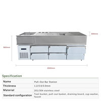 Lemari Pendingin Bar Lanxin Commercial SUS 304 dengan Keranjang Tarik, Meja Bar Stainless Steel, Laci Pendingin, Stasiun Koktail