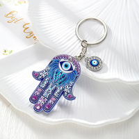 Porte-clés amulette léger en acrylique double face, motif œil protecteur, mandala, chakra, main de Hamsa, Bouddha, pour yoga et méditation