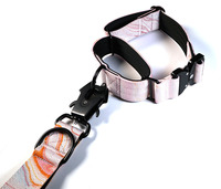 Laisse courte pour chien en polyester couleur unie durable de 1 pouce et 1,5 pouce, équipée d'une boucle grenouille en aluminium à dégagement rapide et d'une doublure douce