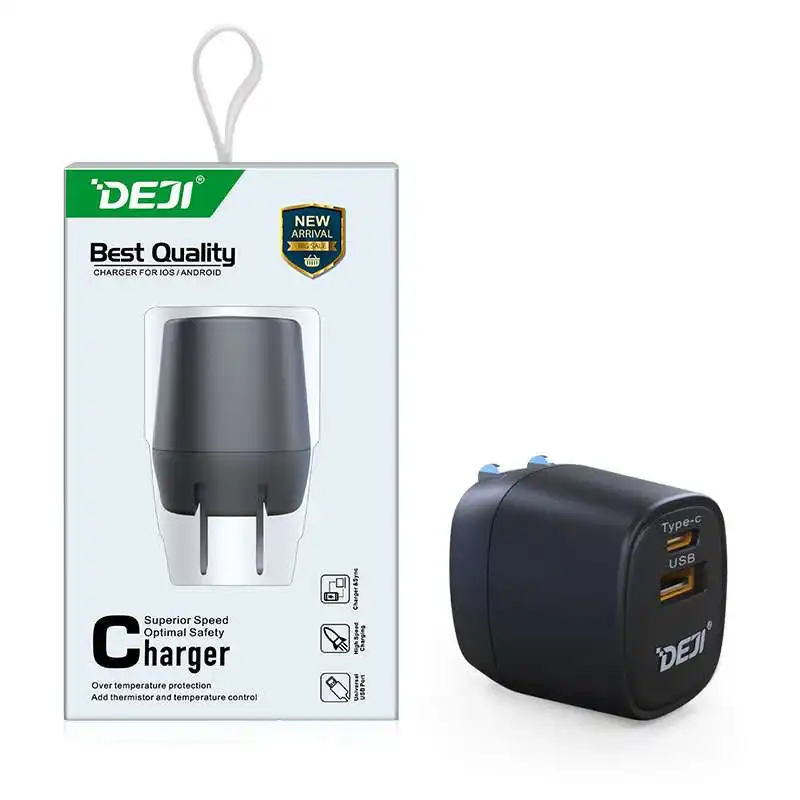 DEJI OEM ODM Charger PD 20w USB C Fast Charging Wall Charger Dual Port Mobile Phone Charger With packaging