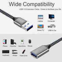 Kabel Ekstensi USB 2.0 INNOPRO Premium 1m 3A Pengisian Cepat Tembaga Murni dengan Pelindung Anyaman PVC untuk Ponsel dan Earphone