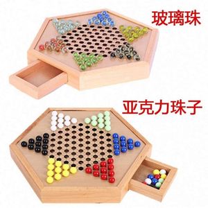 Usine directe dames boule de verre Table en bois jeu d'échecs tiroir de rangement Portable jouets éducatifs compétitifs - Product Image 5