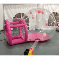 Promotion : Maison Bulle Gonflable Rose Pastel avec Tapis de Saut – Bulle de Jeu Douce et Colorée