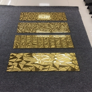 Altın döşeme sırlı tam altın yüzey oturma odası fayans dekor ev fayans 300x600 dekor seramik karo - Product Image 4