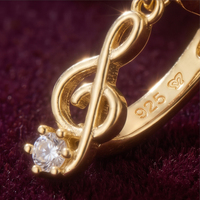Boucles d'oreilles créoles motif note de musique pour femme, dorées et argentées, avec zircon, pendantes, bijoux de mode minimalistes, vente en gros