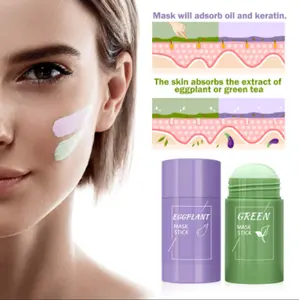 Mascarilla verde de limpieza Facial, máscara purificadora para el cuidado de la piel, barro sólido, té verde, Etiqueta Privada