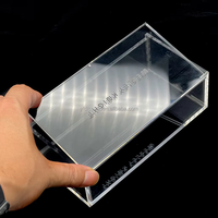 Boîte en acrylique à couvercle coulissant sur 5 côtés, personnalisée, transparente, vitrine, base en plexiglas, cube, boîte en acrylique pour aliments, roses