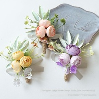 Bunga Sutra Gaya Bohemian Amerika Eropa untuk Boutonniere Pernikahan, Corsage, Aksesori Tamu, dan Hiasan Bola