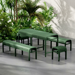 ชุดโต๊ะรับประทานอาหารพลาสติกสำหรับลานบ้าน |   โต๊ะและเก้าอี้กลางแจ้งดีไซน์ทันสมัย ทนทานต่อสภาพอากาศ |   มีสินค้าในสต็อกและพร้อมจัดส่ง จัดส่งในสหรัฐอเมริกา - Product Image 1