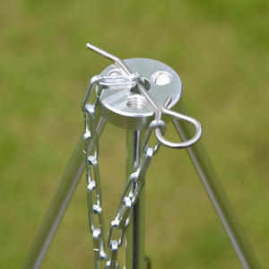 Trípode de Aleación de Aluminio de 4 Secciones para Fogatas, Soporte Portátil para Ollas, Soporte para Cocinar al Aire Libre, Opciones de Color Plateado y Negro - Product Image 1