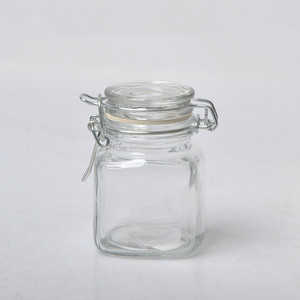 cheap clip top square hermetic spice storage glass jar