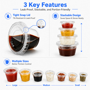 Wholesale Disposable Black PP Sauce <b>Cups</b> with PET Clear Lid 4oz Food Grade Condiment <b>Cups</b> <b>Custom</b> Logo Restaurant Takeaway - Product Image 3