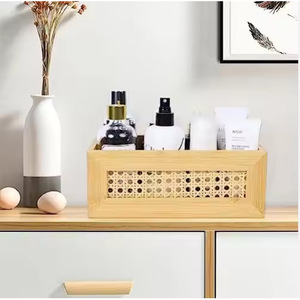Bamboo Woven Storage Box Rectangular With Handle And Decorative Lattice Living Room Tidy Organizer 10-<b>20L</b> Capacity - Product Image 2