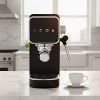 Machine à expresso semi-automatique en acier inoxydable noir mat de luxe, panneau tactile couleur, barista à domicile haut de gamme, café italien, hôtel