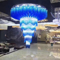 Lampu Gantung Kristal Bertingkat LED Modern Mewah dengan Batang Kaca untuk Lobi Hotel, Aula Perjamuan, Proyek Villa