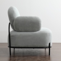 Fauteuil d'appoint moderne en velours, design courbé, avec structure en métal noir, rose blush, pour salon, siège individuel, vente en gros