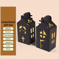 Kotak Hadiah Kardus Hitam Berongga Kreatif Khusus Halloween untuk Permen, Lilin, Bingkai Foto, Dompet