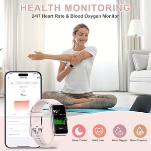 Bakoor Fitness Tracker Montre connectée étanche IP68 avec écran HD de 1,47 pouces, moniteur de fréquence cardiaque et de sommeil pour femmes, rose - Product Image 3