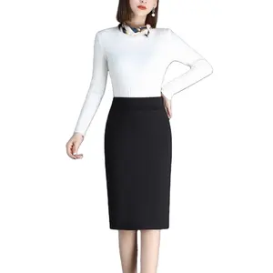定制女性时尚办公室穿紧身黑色高腰商务裙中长包裹臀部紧身裙