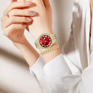 Relógio de quartzo para homens, relógio de pulso e pulseira de luxo com data e ouro, 2 conjuntos de relógios de pulso de pedra fina Roma
