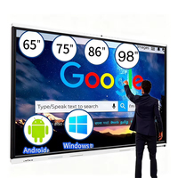 Tableau blanc numérique intelligent avec écran LCD de 65/75/85/86/98 pouces, prix compétitifs, équipement éducatif