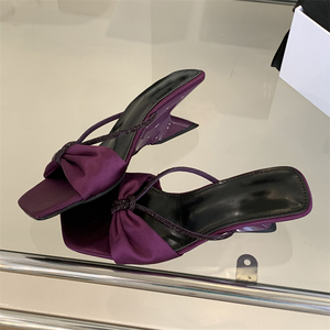 Stiletto Bow Cute Sexy <b>Flip</b>-<b>flops</b> Women Summer Party Open Toe <b>Slippers</b> Ladies Outdoor High Heel Sandals - Product Image 1