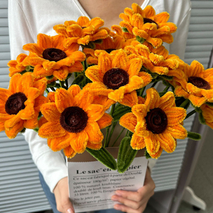 Ramo <span class=keywords><strong>de</strong></span> Girasoles Realistas Hechos a Mano con Limpiapipas para Decoración <span class=keywords><strong>de</strong></span> Mesa del Hogar para el Día <span class=keywords><strong>de</strong></span> la Madre, Flor Artificial DIY - Product Image 1
