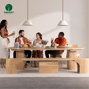 Set di <span class=keywords><strong>Tavolo</strong></span> da Pranzo Estensibile e Sedie in Stile Moderno Semplice con Gambe in <span class=keywords><strong>Legno</strong></span>, Spazio di Stoccaggio, Telescopico, Pratico e Conveniente per Hotel - Product Image 3