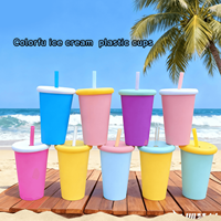 Gobelet de voyage en plastique PP de 600 ml avec couvercle et paille, réutilisable, coloré, personnalisable, pour fêtes, événements en plein air, vente en gros