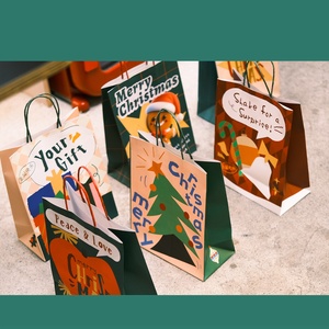 For Cross Border Christmas <b>Party</b> Cartoon Paper <b>Bag</b> for Christmas Eve <b>Gift</b> Tote <b>Bag</b> Red and Green Touch Eco-friendly <b>Gift</b> <b>Bag</b> - Product Image 3