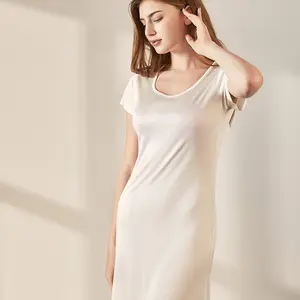 सर्वोत्तम मूल्य सरल डिजाइन आरामदायक रेशम पोशाक महिलाओं के लिए कैजुअल होमवियर बुना टी-शर्ट पोशाक