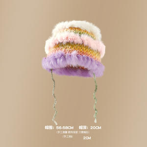 2024 estilo coreano tres colores suave conejo felpa empalme aislamiento invierno sombrero poliéster cálido protección <span class=keywords><strong>para</strong></span> los oídos sombrero <span class=keywords><strong>de</strong></span> cubo <span class=keywords><strong>de</strong></span> punto - Product Image 5