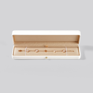 FANXI Rectangle Jewelry <b>Box</b> Packaging Custom Logo <b>White</b> Leather Necklace Long Chain Bracelet <b>Box</b> - Product Image 1