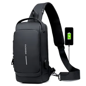 2021 Classic waterproof USB crossbody sling bags for men single shoulder best quality anti-theft chest bag