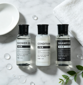 Mini Botella de Champú de Vidrio Transparente para <span class=keywords><strong>Hotel</strong></span>, Set de Baño de Viaje de 35 ml, Tapa Abatible Negra de PE, Artículos de Aseo para Hoteles - Product Image 4