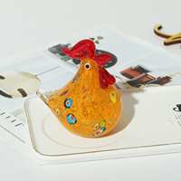 Miniature de coq en cristal jaune poli, écologique, sculptée à la main, personnalisable, soufflée à la bougie, décoration moderne pour la maison, Noël