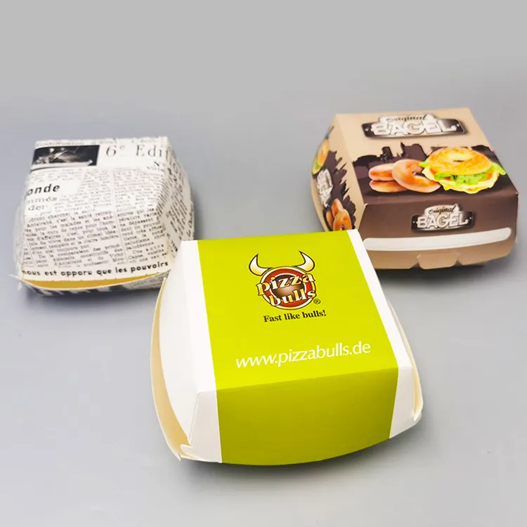 Kingwin özel tek kullanımlık gıda sınıfı karton Hamburger ambalaj kağıt Burger kutusu