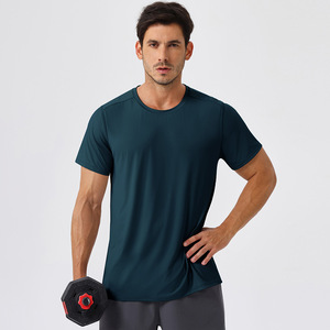 Người Đàn Ông Của Độ Đàn Hồi Cao Độ Ẩm Wicking Thể Thao T-Shirt Rắn Colour Crew Cổ Ngắn Tay Áo Tập Thể Dục Chạy Trang Phục In Mô Hình - Product Image 1