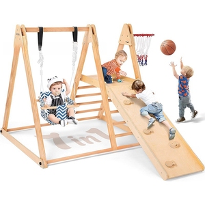 Gimnasio de la jungla interior 8 <span class=keywords><strong>en</strong></span> 1 para niños pequeños, juego de escalador de <span class=keywords><strong>madera</strong></span> Montessori con tobogán, columpio, Red de escalada, escuelas, <span class=keywords><strong>parques</strong></span> de atracciones - Product Image 1