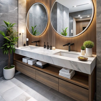 Meuble-lavabo double pour salle de bain, design moderne personnalisé, fabriqué en Chine, prêt à assembler, entièrement équipé, résistant à l'humidité