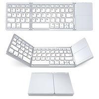 Keyboard lipat Mini portabel PC, Keyboard ramping dapat dilipat, nirkabel, Ultra tipis