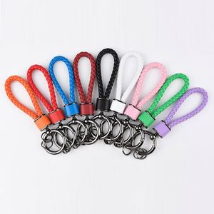 <span class=keywords><strong>Porte</strong></span>-clés en cuir tressé OEM avancé, vierge, fait main, multicolore, pour clés de voiture, avec cordon, accessoires de pendentif, vente en gros - Product Image 2