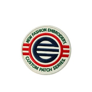 Écusson brodé personnalisé rond 7x7 à coudre en tissu sergé, étiquette décorative pour uniformes et vêtements de travail - Product Image 4