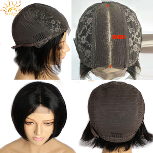 Peluca de cabello humano peruano con encaje frontal para mujeres negras, postizo de encaje frontal, corte bob corto con pelo de bebé, 2x6 - Product Image 2