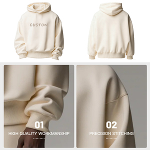 Sudadera con Capucha Extra Grande de Felpa de Algodón de 400 g/m² de Alta Calidad, Holgada, con Hombros Caídos, Lisa, Personalizable con Impresión Puff, Unisex - Product Image 3