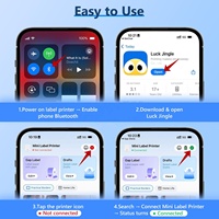 Mini Imprimante Thermique Portable BT Sans Encre avec 1 Ruban et Coupeur Intégré, Modèles d'Applications pour Organisation Maison et Cuisine