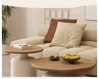 Table Basse et Buffet Style Crème, Table Basse Ronde Minimaliste en Fer pour Meuble de Salon, Appartements et Gîtes